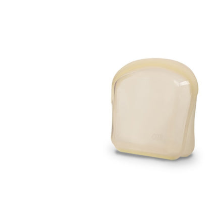 Beige rectangular soap bar on a white background