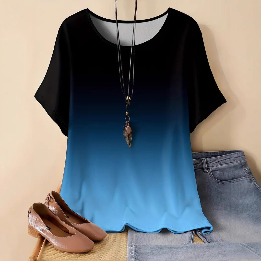 Casual Sports Loose Round Neck Short Sleeve T-Shirt