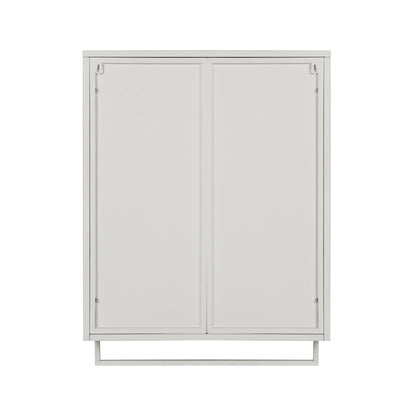 Modern Two-Door Wall Cabinet with Glass Doors and Open Shelf – Stylish & Functional