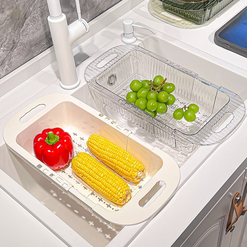 Kitchen Retractable Drain Rack Washing Basin Household