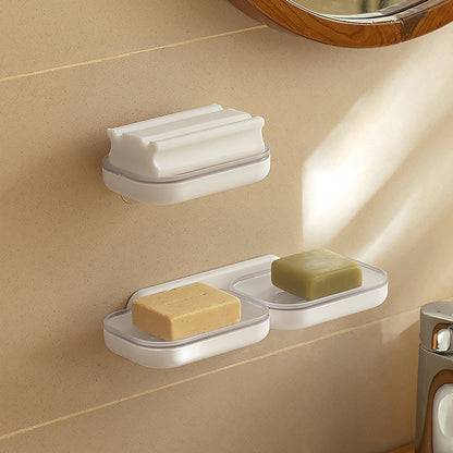 Sucker Wall Mounted Double Layer Drain Rack Toilet Bathroom Soap Shelving