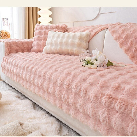 Ondaum Winter Thickened Rabbit Plush Sofa Cushion