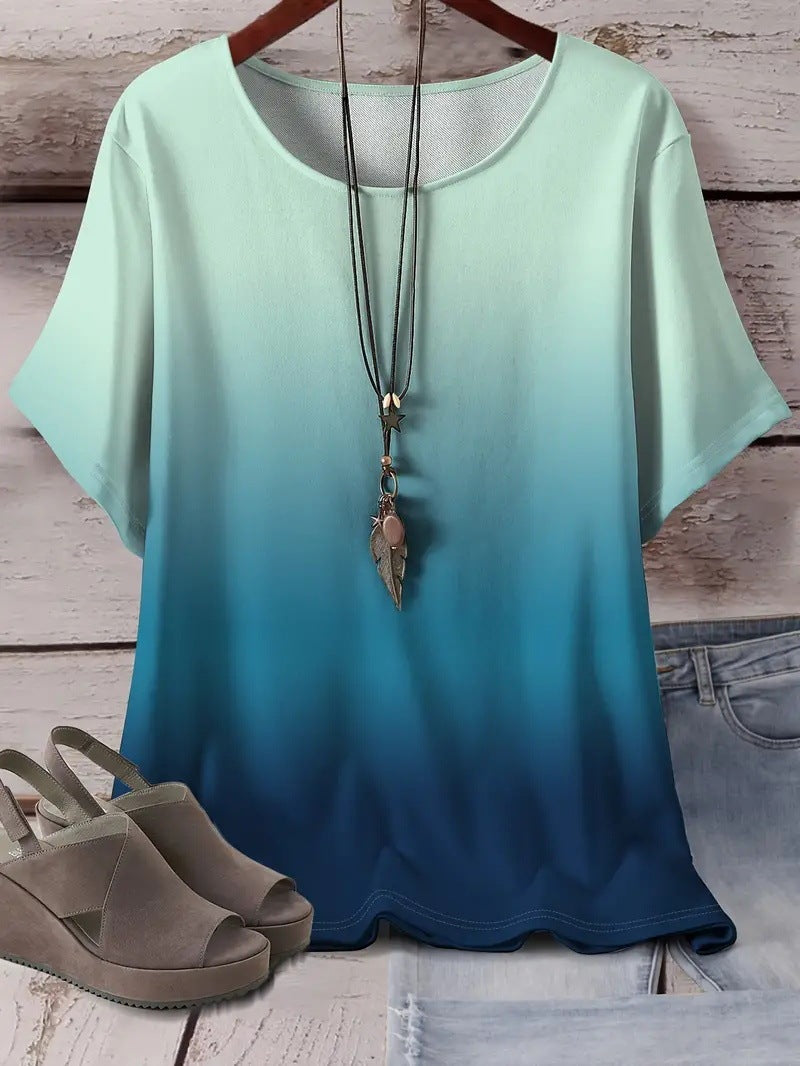 Casual Sports Loose Round Neck Short Sleeve T-Shirt