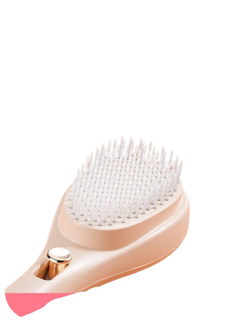 Hairbrush with text on a pink background