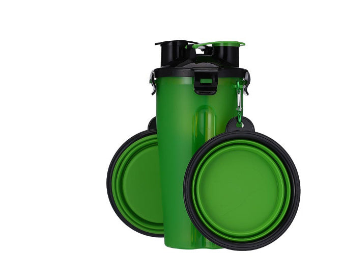 Portable 2-in-1 Pet Water & Food Bottle with Collapsible Bowl