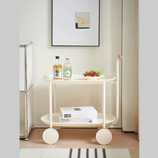 Movable Double-Layer Storage Pushcart with Wheels