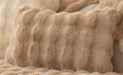 Ondaum Winter Thickened Rabbit Plush Sofa Cushion