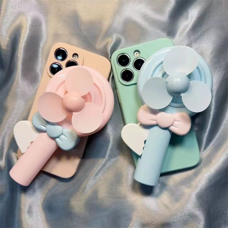 Lollipop Hand Fan Soft TPU Phone Case – Drop-Resistant & Manual Fan