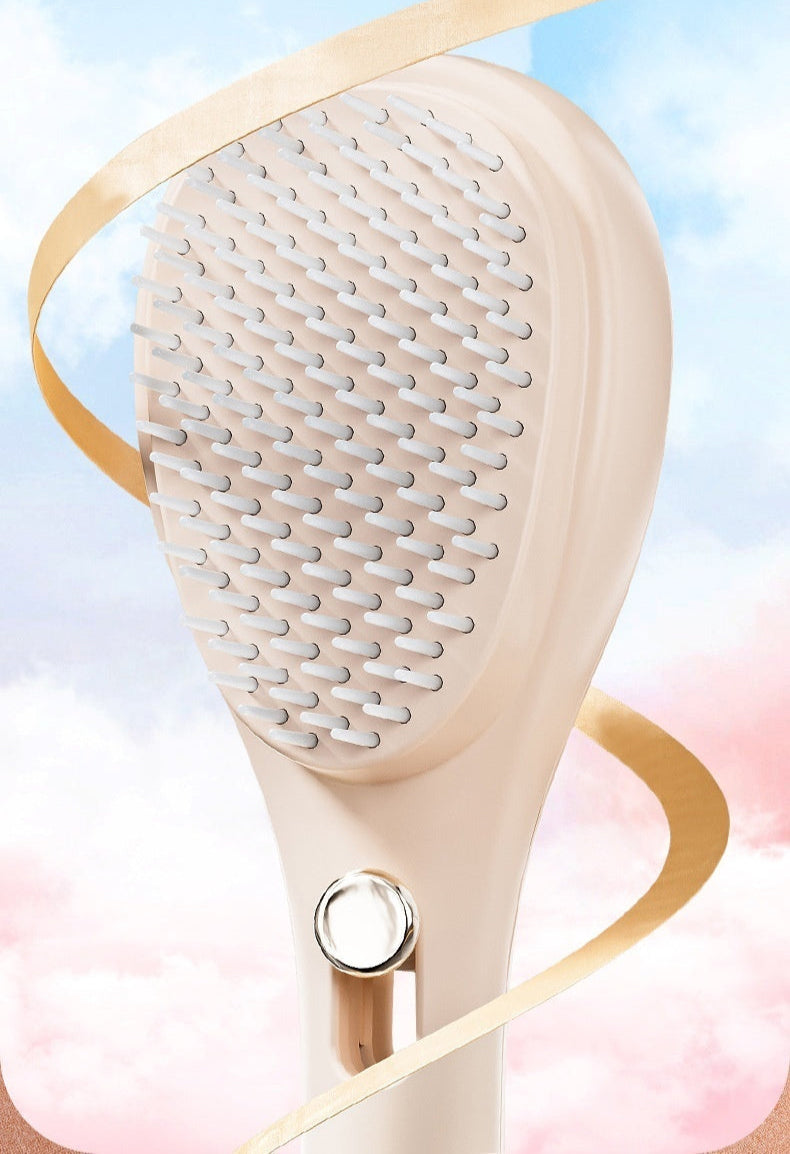 Hairbrush with decorative elements on a light blue background