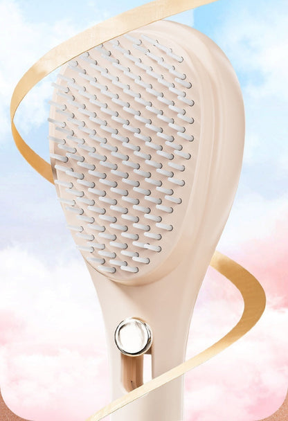 Hairbrush with decorative elements on a light blue background