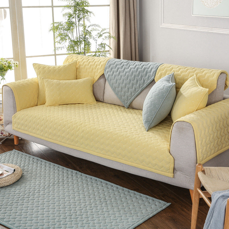 Plush Non-Slip Quilted Sofa Cushion – Solid Color