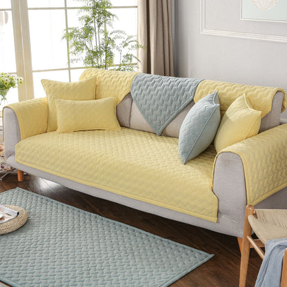 Plush Non-Slip Quilted Sofa Cushion – Solid Color