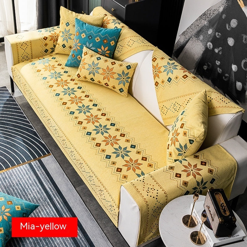 Bohemian Chenille Sofa Cover – Non-Slip Four Seasons Protection