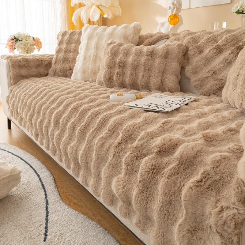 Ondaum Winter Thickened Rabbit Plush Sofa Cushion