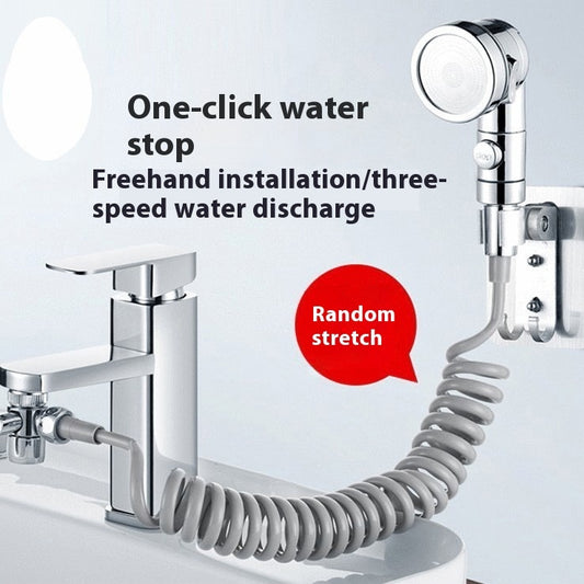 Three-speed One-click Water Stop Head Washing Fantastic Cap Supercharged Shower