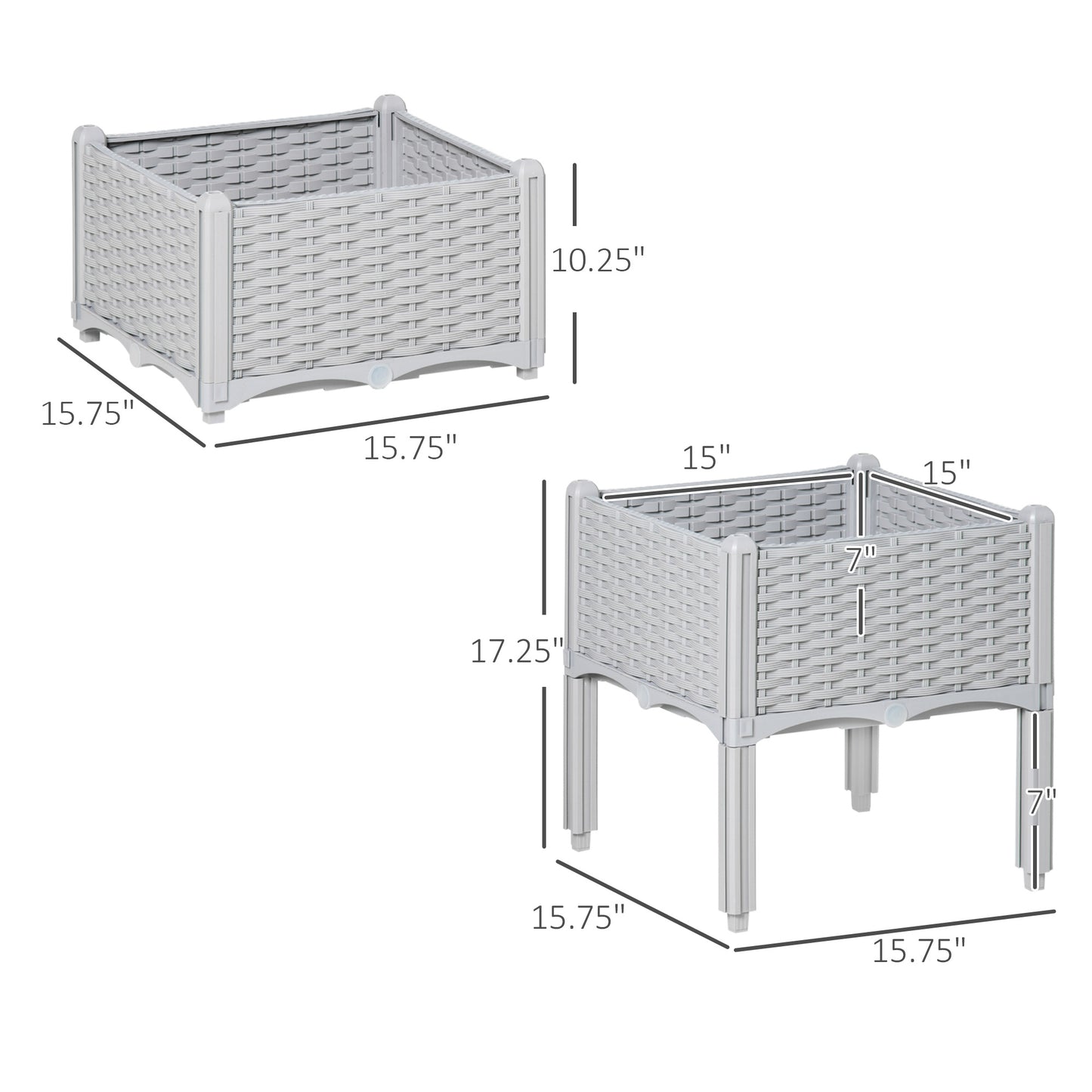 2-Piece Elevated Self-Watering Garden Bed