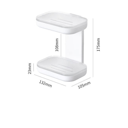 Sucker Wall Mounted Double Layer Drain Rack Toilet Bathroom Soap Shelving