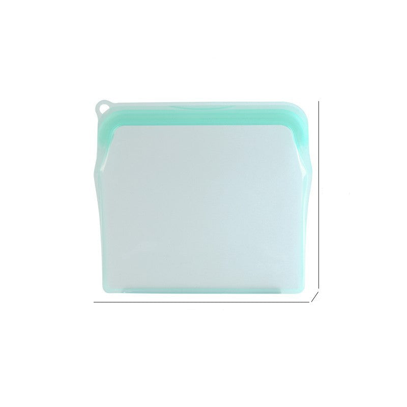 Silicone zipper pouch with dimensions on a white background