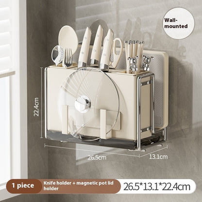 Magnetic Knife Holder Cutting Board Integrated Storage Rack
