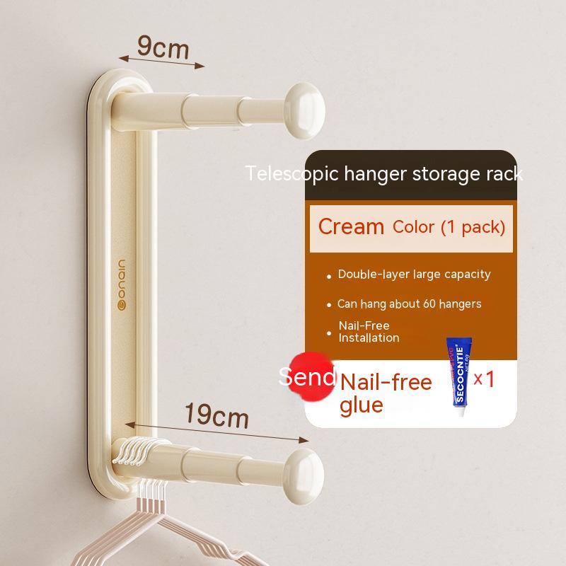 Retractable Hanger Storage Rack Punch-free