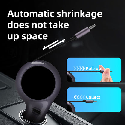 120W Super Fast Car Charger with Retractable Cable