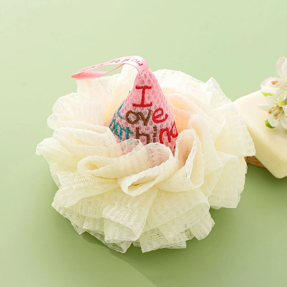 Foam Core Bath Flower Ball – Back Rubbing Bath Towel Sponge