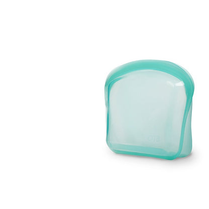 Teal and white rectangular object on a white background