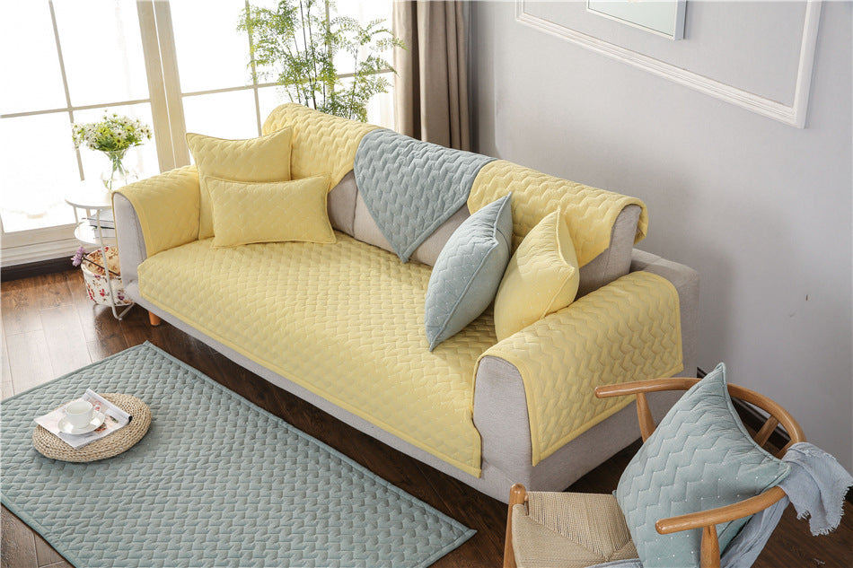 Plush Non-Slip Quilted Sofa Cushion – Solid Color