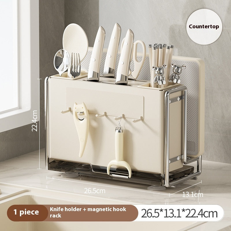 Magnetic Knife Holder Cutting Board Integrated Storage Rack