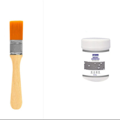 Paintbrush and container with '400g' label on a white background