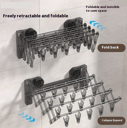 Suction Cup Socks Foldable Drying Punch Free Towel Rack
