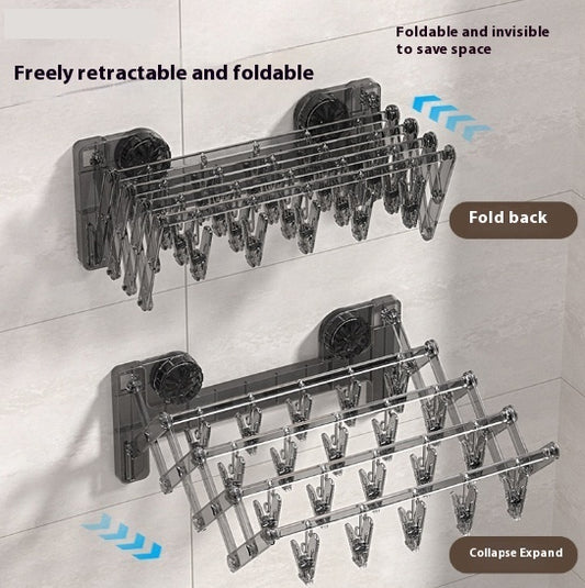 Suction Cup Socks Foldable Drying Punch Free Towel Rack