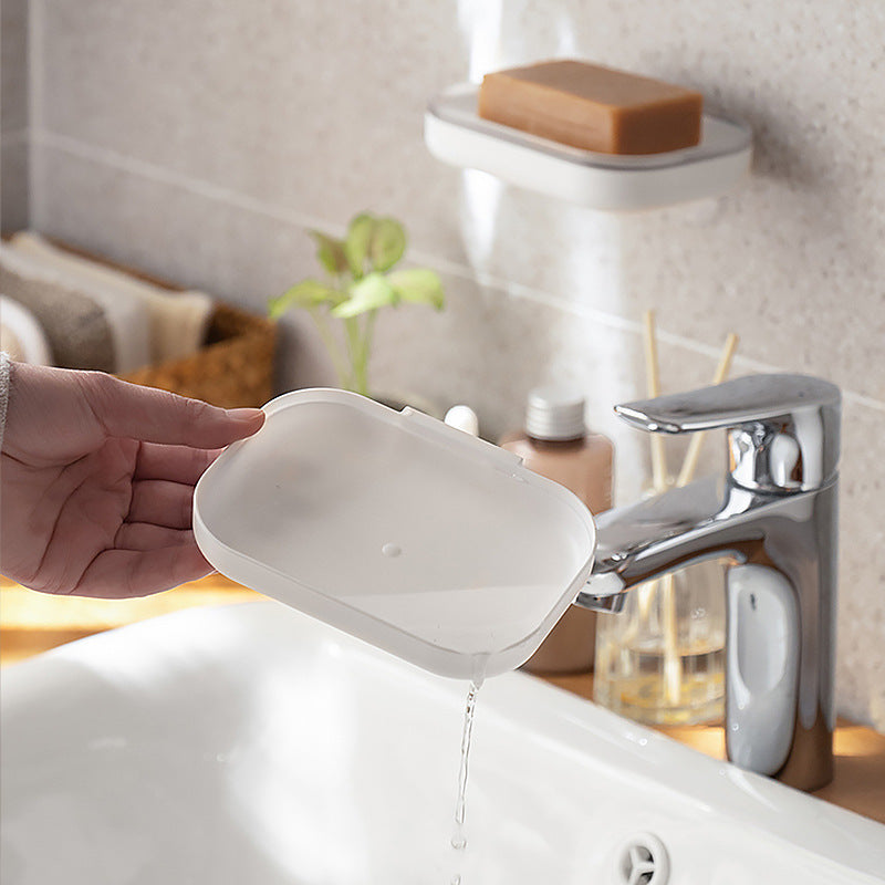 Sucker Wall Mounted Double Layer Drain Rack Toilet Bathroom Soap Shelving