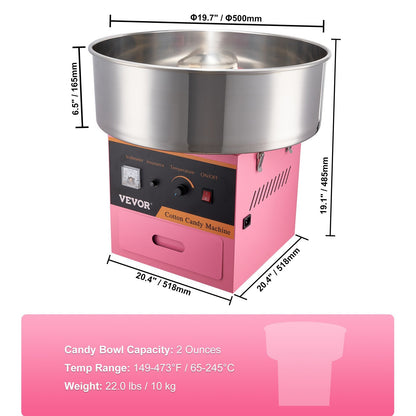 Electric Cotton Candy Machine with Stainless Steel Bowl