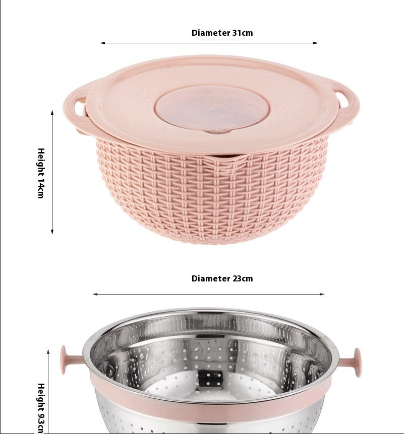 Household Rotatable Double-layer Vegetable Washing And Draining Basket