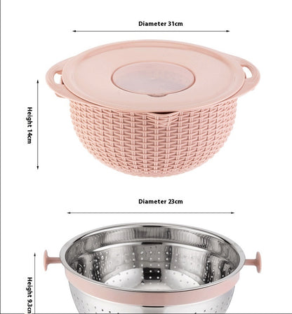 Household Rotatable Double-layer Vegetable Washing And Draining Basket