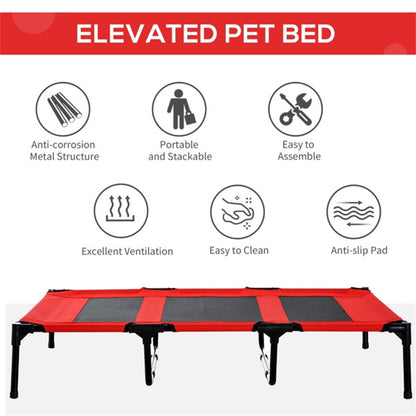 Elevated XXL Pet Bed with Durable Steel Frame – Red