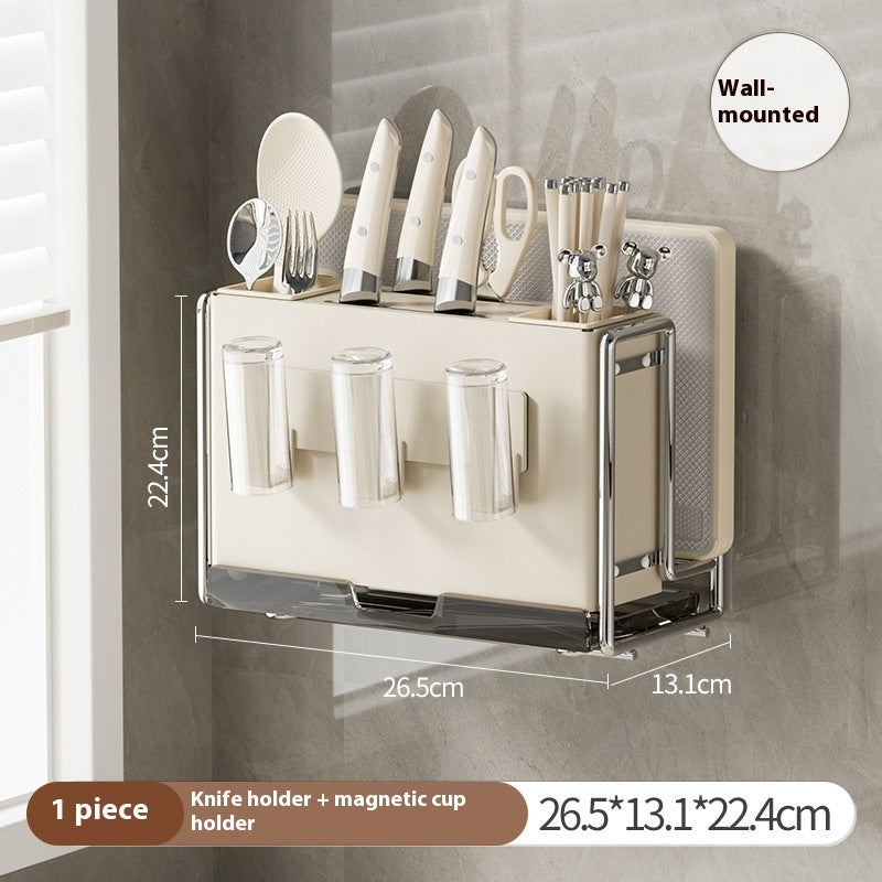 Magnetic Knife Holder Cutting Board Integrated Storage Rack