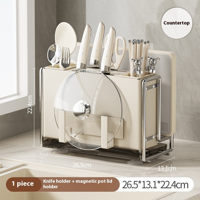 Magnetic Knife Holder Cutting Board Integrated Storage Rack