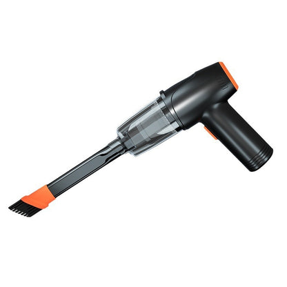 Black and orange handheld vacuum cleaner on a white background
