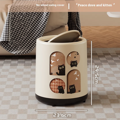 Portable Household Trash Can With Lid
